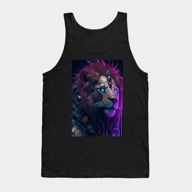 Purple Cyberpunk Lion Tank Top by TortillaChief